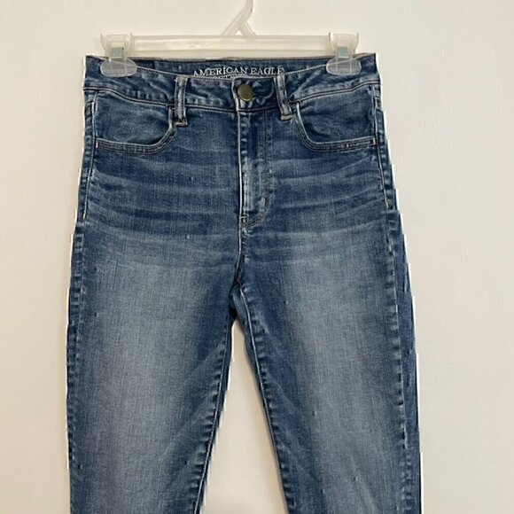 AMERICAN EAGLE Super Stretch Hi-Rise Jegging Medium Wash High Waisted 4S 4 SHORT - Picture 4 of 14